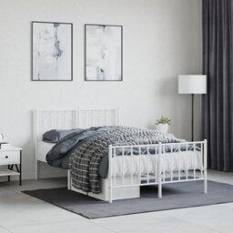 Berkfield Metal Bed Frame Without Mattress With Footboard White 120X190Cm - thumbnail 1