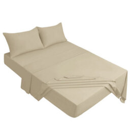 Ameha Single Plain Dyed Fitted Sheet 40Cm-Extra Deep Pocket Beige Fitted Bed Sheets Soft Microfiber Bedding Sheet 91X190 Cm - thumbnail 7