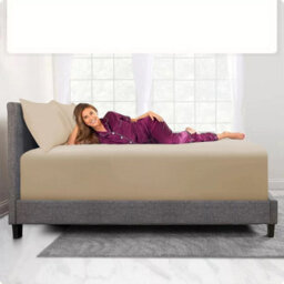 Ameha Single Plain Dyed Fitted Sheet 40Cm-Extra Deep Pocket Beige Fitted Bed Sheets Soft Microfiber Bedding Sheet 91X190 Cm - thumbnail 2