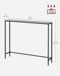 Songmics Vasagle Console Table, Glass Top Modern Side Table With Tempered Glass Surface, Easy Assembly, Ink Black & Slate Grey - thumbnail 2
