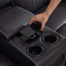 More4Homes Vinson Electric Recliner 2+3 Seater Sofa Set Air Leather With Speakers & Usb-C Charging (Charcoal) - thumbnail 7