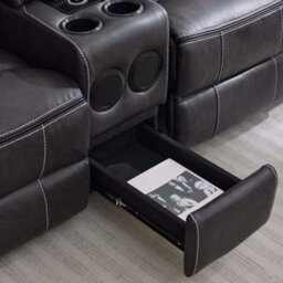 More4Homes Vinson Electric Recliner 2+3 Seater Sofa Set Air Leather With Speakers & Usb-C Charging (Charcoal) - thumbnail 8