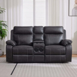 More4Homes Vinson Electric Recliner 2+3 Seater Sofa Set Air Leather With Speakers & Usb-C Charging (Charcoal) - thumbnail 9
