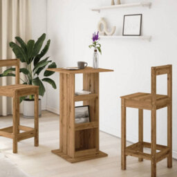 Berkfield Bar Table With Storage Artisan Oak 60X60X102 Cm Engineered Wood - thumbnail 3