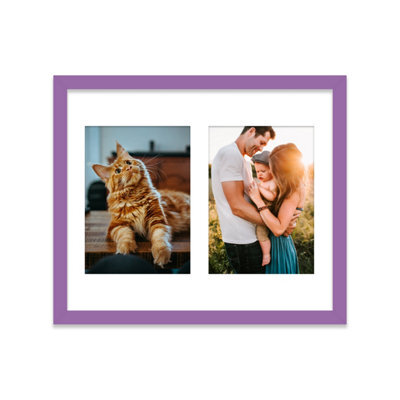 12X10 Inch 2 Opening Photo Collage Frame, Display Two 7X5 Inch Photos, Multi Aperture Family Picture Frame, Purple - image 1