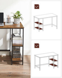 Songmics Workstation Table, Computer Desk, Writing Table With Shelves, Desk, Steel Frame, Industrial, Rustic Brown And Black - thumbnail 3