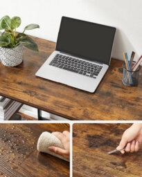 Songmics Workstation Table, Computer Desk, Writing Table With Shelves, Desk, Steel Frame, Industrial, Rustic Brown And Black - thumbnail 7
