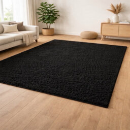 Uetian Black Luxury Soft Plush Area Rug Thick Pile Living Room Carpet (160X230) - thumbnail 1