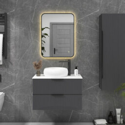 Royal Bathrooms Luton 600 X 800mm Black Backlit Framed Led Illuminated Rectangular Bathroom Mirror With Touch Sensor & Anti-Fog - thumbnail 4