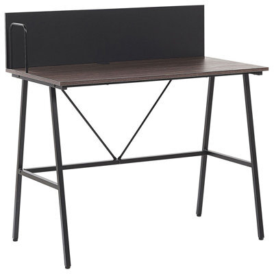 Beliani Home Office Desk Hastings Brown/ Black 100 Cm 52 Cm - image 1