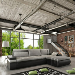 Oslo Living Room Sleeper Corner Sofa With Storage Bed Function Chipboard Wood Frame Hr Foam Grey And Black Right - thumbnail 1