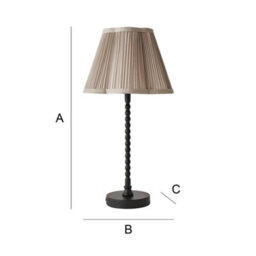 Valuelights Maeve Light Grey Pleated Faux Silk Scallop Shade Black Bobbin Table Lamp & Bulb - thumbnail 6