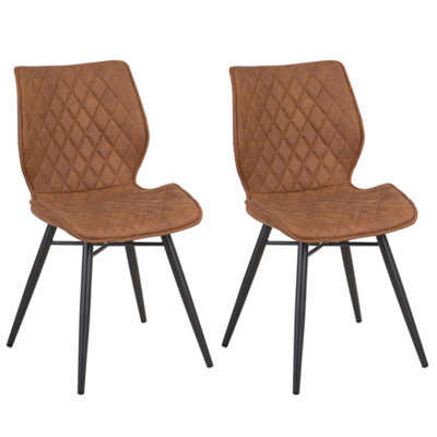 Beliani Set Of 2 Dining Chairs Lisle Fabric Golden Brown - image 1