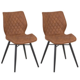 Beliani Set Of 2 Dining Chairs Lisle Fabric Golden Brown