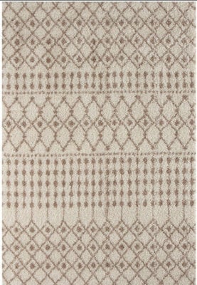 The Rugs Soft Moroccan Diamond Shaggy Rugs And Runners High Pile Ivory And Beige Living Room Kitchen Hallway 1030 - image 1