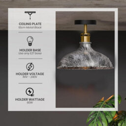 Flush Mounted Ceiling Light Metal E27 Indoor Lighting Brushed Silver Without Bulb - thumbnail 4
