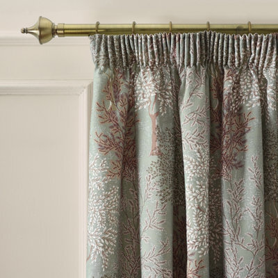 Catherine Lansfield Woodland Trees 66X54 Inch Lined Pencil Pleat Curtains Two Panels Green - image 1