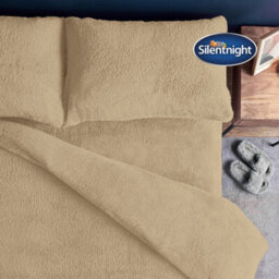 Silentnight Teddy Fleece Duvet Set - Natural - Double - thumbnail 4