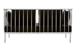 Orsina Sturdy 2 Seat Silver Finish Tapered Arms Sofa, Stylish Mid Century Sofa For Bedroom, Sleek 2 Seater Sofa - thumbnail 4