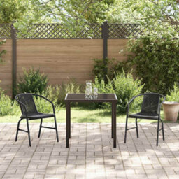 Berkfield Garden Dining Set 3 Pcs Black Poly Rattan - thumbnail 4