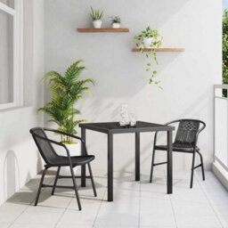Berkfield Garden Dining Set 3 Pcs Black Poly Rattan