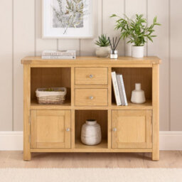 The Furniture Market Marbury Oak Low Open Display Shelf Unit Bookcase - thumbnail 1