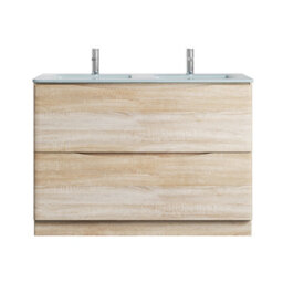 Plum&clay Eden Light Oak Floorstanding Vanity Unit With White Glass Basin (W)1200mm - thumbnail 2