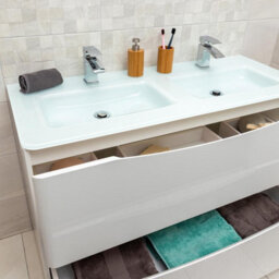 Plum&clay Eden Light Oak Floorstanding Vanity Unit With White Glass Basin (W)1200mm - thumbnail 3