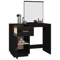 Vidaxl Dressing Table Black 95X50X134 Cm Solid Wood Pine - thumbnail 5