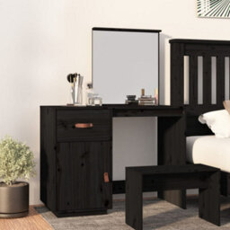 Vidaxl Dressing Table Black 95X50X134 Cm Solid Wood Pine - thumbnail 1