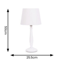 Valuelights Victoria Traditional White Wood Candlestick Table Lamp With White Tapered Shade - thumbnail 6