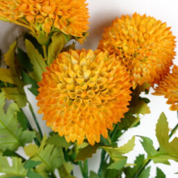 Leaf Pack Of 6 X 70Cm Large Ball Dahlia Artificial Flower Stem Yellow - thumbnail 4