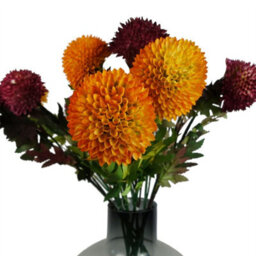 Leaf Pack Of 6 X 70Cm Large Ball Dahlia Artificial Flower Stem Yellow - thumbnail 5