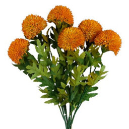 Leaf Pack Of 6 X 70Cm Large Ball Dahlia Artificial Flower Stem Yellow - thumbnail 1