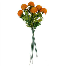 Leaf Pack Of 6 X 70Cm Large Ball Dahlia Artificial Flower Stem Yellow - thumbnail 2