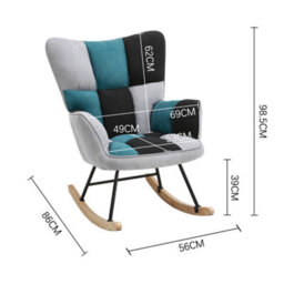Living And Home Rocking Armchair Patchwork Linen Effect Rocker Chair Recliner Sofa Chair - thumbnail 6