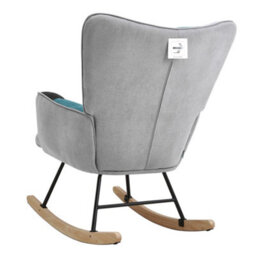 Living And Home Rocking Armchair Patchwork Linen Effect Rocker Chair Recliner Sofa Chair - thumbnail 4