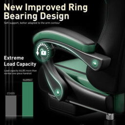Massage Gaming Chair With Footrest, Headrest & Lumbar Support, Height Adjustable For Home, Green Black - thumbnail 6