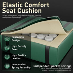 Massage Gaming Chair With Footrest, Headrest & Lumbar Support, Height Adjustable For Home, Green Black - thumbnail 5