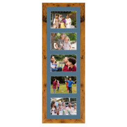 AK Frames 26X8 Rustic Oak Modern Multi Photo Frame With Pompadour Mount - Holds 5 Apertures (5X) 6X4 Photos - thumbnail 1