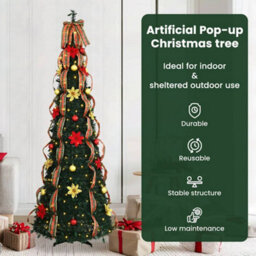 Vidaxl Artificial Christmas Tree With 200 Leds Green 210 Cm Pvc - thumbnail 7