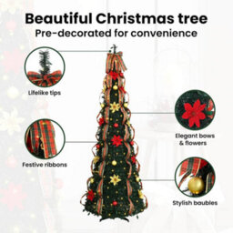 Vidaxl Artificial Christmas Tree With 200 Leds Green 210 Cm Pvc - thumbnail 8