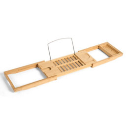 Ohs Extendable Bamboo Bath Tray Bathtub Shelf Caddy - thumbnail 5