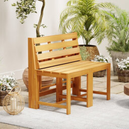 Costway 3-In-1 Convertible Bench Acacia Wood Outdoor Dining Table With 2 Built-In Chairs - thumbnail 7