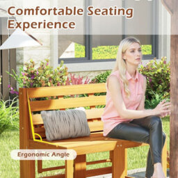 Costway 3-In-1 Convertible Bench Acacia Wood Outdoor Dining Table With 2 Built-In Chairs - thumbnail 4