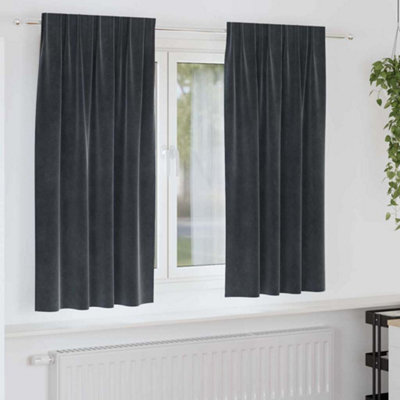 Berkfield Blackout Curtains With Top Tape 2 Pcs Dark Grey Velvet - image 1