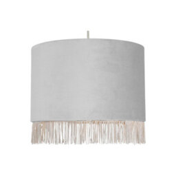 First Choice Lighting Fringed - Silvery Grey 23Cm Fringed Velvet Pendant Lamp Shade - thumbnail 2