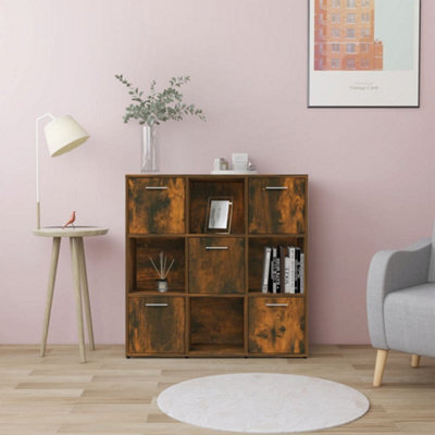Vidaxl Book Cabinet Smoked Oak 90X30X90 Cm Engineered Wood Book Cabinets - image 1