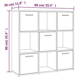Vidaxl Book Cabinet Smoked Oak 90X30X90 Cm Engineered Wood Book Cabinets - thumbnail 8