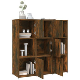 Vidaxl Book Cabinet Smoked Oak 90X30X90 Cm Engineered Wood Book Cabinets - thumbnail 4